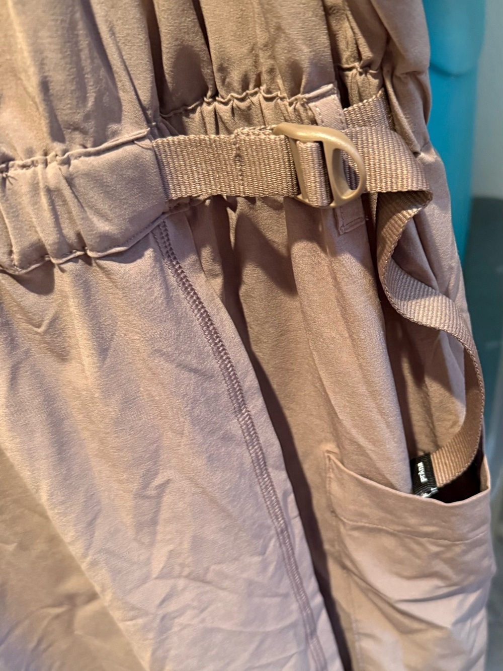Prana Sleeveless Drawstring Pocket Dress in Taupe - Picture 6 of 9